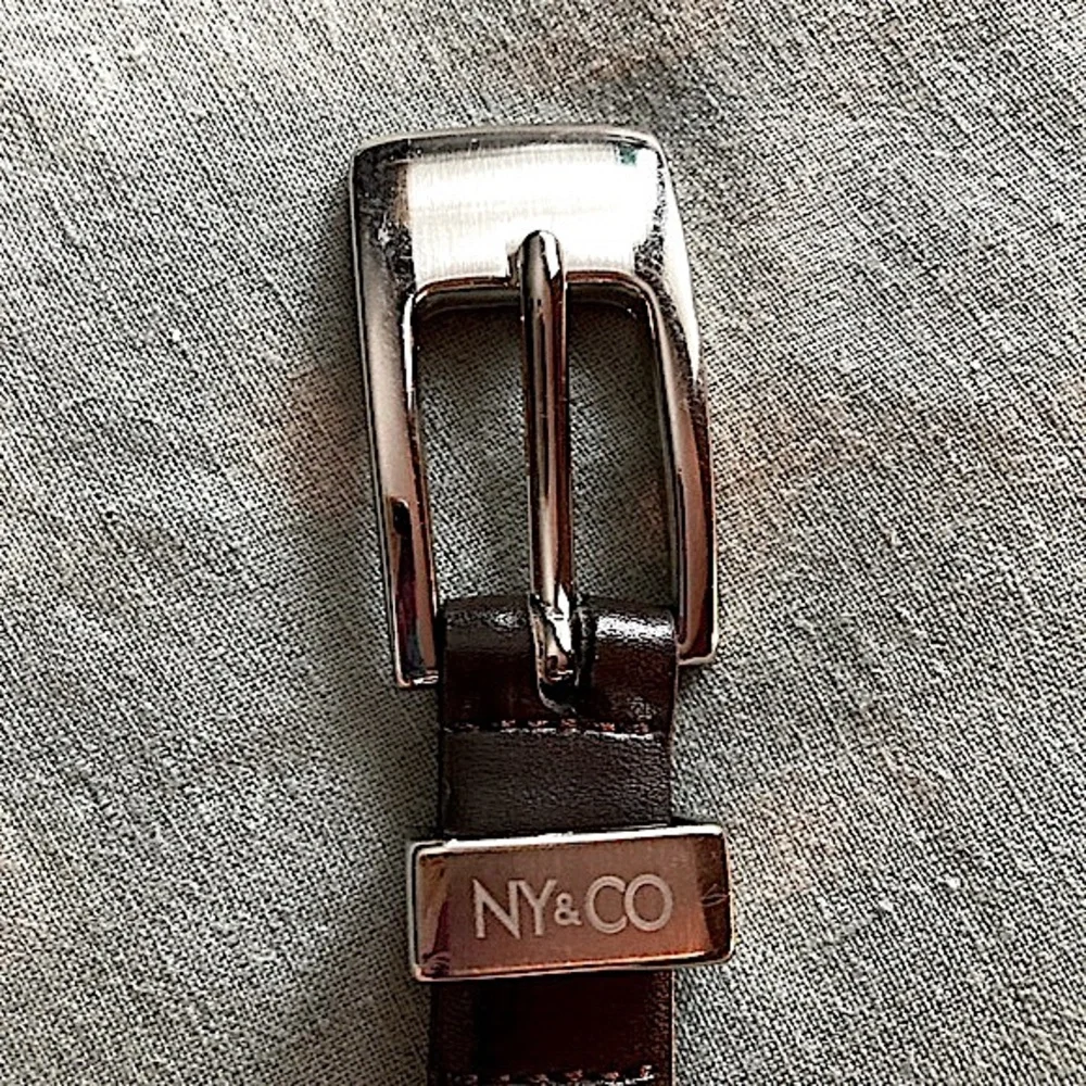 Belt NEW YORK & COMPANY Brown Leather Silver Size Small